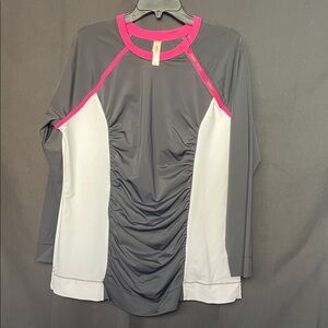 Cacique Black and White Women's Rash Guard with Pink Accents